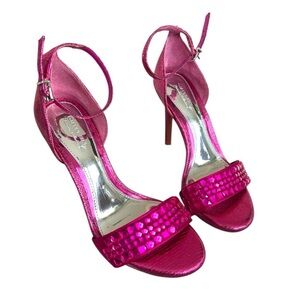 Vintage Gianni Bini Woman’s 6M 4” Heel Pink Rhinestone Open Toe High Heels
